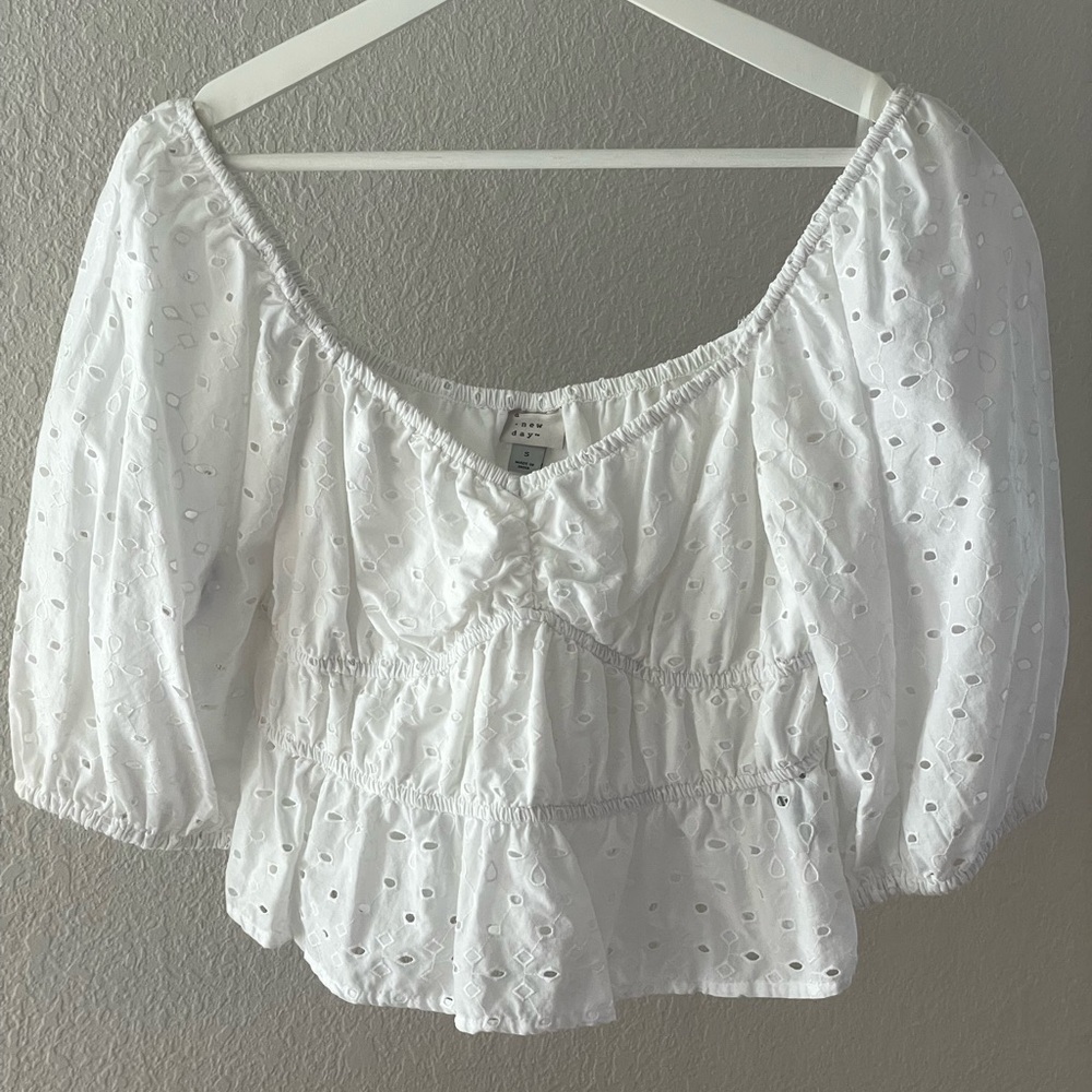 White eyelet blouse